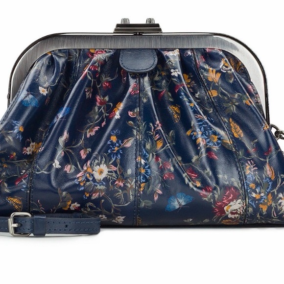 Handbags - Floral Blue Leather Women's Bag